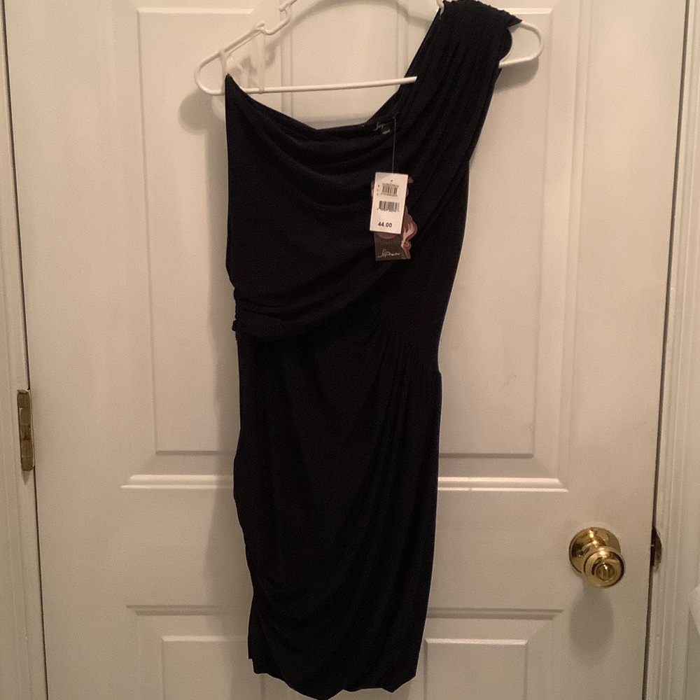 Soprano Navy Ruched One Shoulder Dress